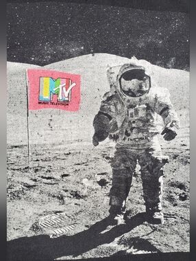 MTV Black Classic Moonman Logo Tee - Sz M